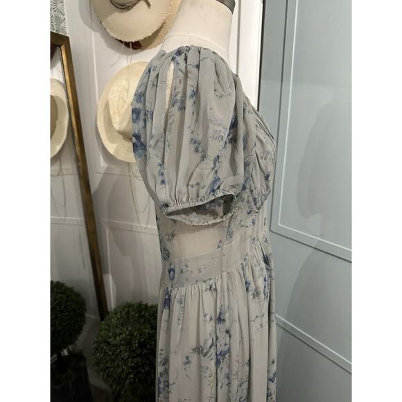 LoveShackFancy Angie Silk Floral Sweetheart Maxi Dress in Celestia Blue Size 4 - Picture 14 of 14